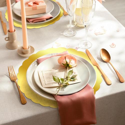 50PCS Gold Round Disposable Paper Placemats - Elegant Table Decor for Effortless Cleanup, Elevate Your Dining Aesthetic GE-021