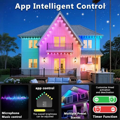300FT Permanent Outdoor RGB Lights, IP67 Waterproof Smart Eave Lighting, with App/Remote Control Eaves Light, DIY LED Scenes Modes for House Roof Decor,Christmas,Party