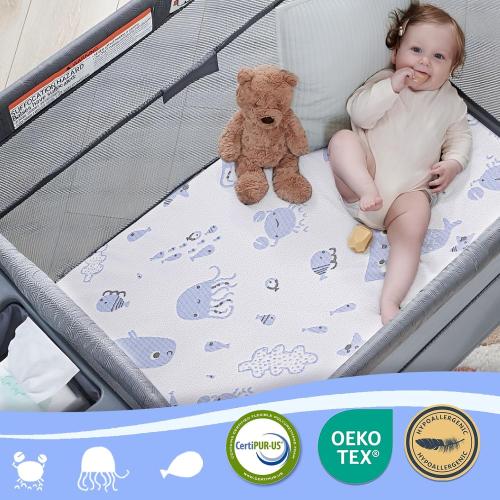 Pack and Play Mattress, Dual Sided Premium Memory Foam Pack N Play Mattress with Breathable Removable Washable Cover
