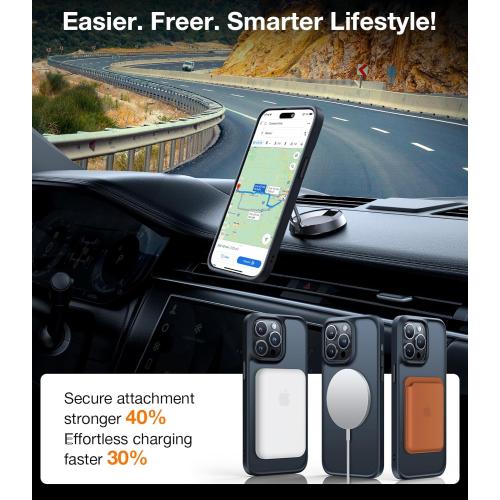 TORRAS Magnetic for iPhone 15 Pro Max Case Compatible with MagSafe, MIL-STD-810G Military Grade, Slim Translucent Phone Case iPhone 15 Pro Max Shockproof Anti-Scratch 6.7, Matte Black