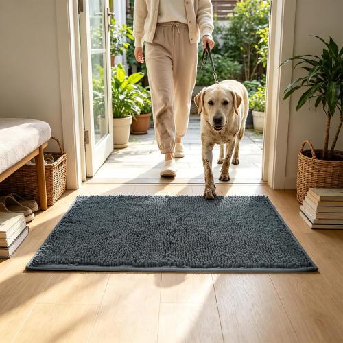 Dog Door Mat for Muddy Paws, 36x24, Super-Absorbent Entryway Rug | Soft Chenille Non-Slip Front Door Mat, Extra-large Mud-Trapping Doormat Indoor Entrance, Machine Washable & Dryer Safe