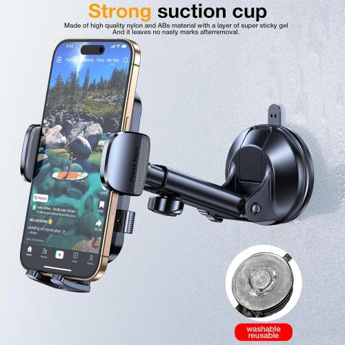 Romuto Car Phone Holder Mount【2025 Ultimate Suction】 Phone Mount for Car Cell Phone Holders for Your Car Accessories for Women Men Dashboard/Windshield/Vent/Wall Mounts Truck Stand for iPhone Samsung