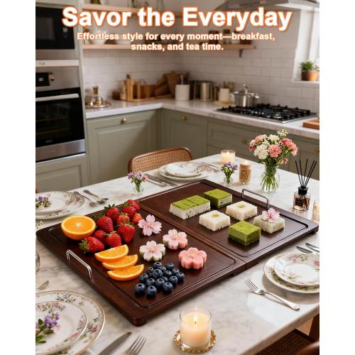 Foldable Noodle Board Stove Cover: 29.5 x 22 in Bamboo Stove Top Covers with Handle for Electric ＆ Gas Stoves,Serving Tray - Beautify Kitchen & Expand Prep Space
