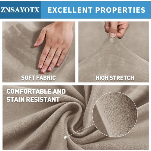 ZNSAYOTX 2026 Velvet Small Recliner Cover 3-Piece, Luxury Plush Recliner Chair Covers with Elastic Band & Ties Stay in Place, Stretch Reclining Slipcover for Lazy Boy Soft Washable (Khaki)