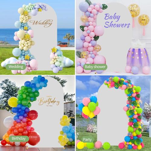 6.6FT Wedding Arch Backdrop Stand and White Cover, Metal Arch Backdrop Stand and Cover Set for Parties, Birthdays, Baby Showers, Bridal, Banquets, Ceremonies, Event Decor