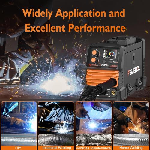 FEMEROL 140A 3 in 1 MIG Welder,Flux Core, MIG/Lift TIG/Stick Welding Machine 110V Portable IGBT Inverter Synergic Control, LED Display with Welding Helmets