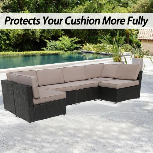 14Pcs Patio Cushion Covers Replacement Splashproof UV-Resistant Inelastic Covers with Zippers, Max Compatible 25.6x25.6x4inch Patio Cushion, for 7 Pcs Outdoor Patio Furniture Sets