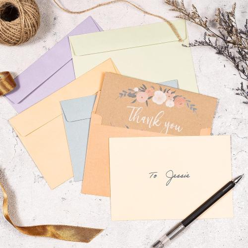 A4 Envelopes - 48-Pack Colored Invitations, 4x6, Pastel Colored, 4 1/4 x 6 1/4 Inches, 6 Warm Pastel Colors