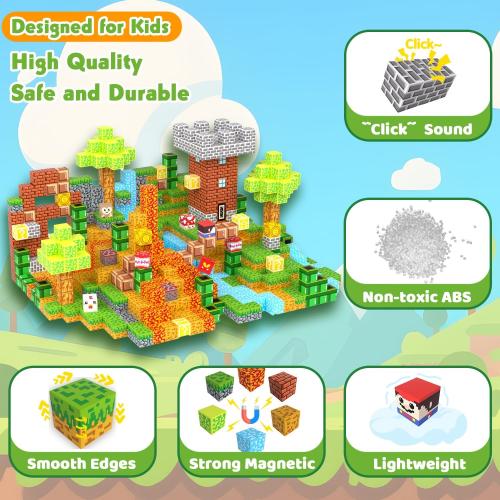 Magnetic Blocks Building Toys for Kids, 48 PCS Magnetic Blocks for Kids Ages 4-8, Magnet Cubes, STEM Sensory Toys for Boys & Girls, Christmas Birthday Gifts for Kid Ages 3