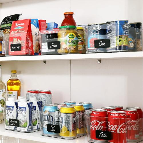 12 PACK Clear Plastic Storage Bins, Kitchen Cabinet Pantry Organizer Bins