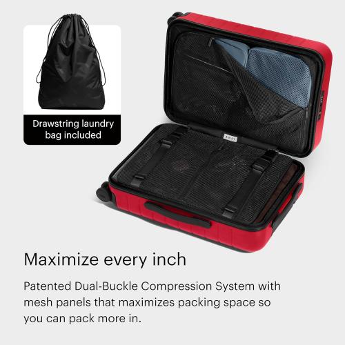Away The Carry-On Luggage, 22-inch Lightweight Hardside Spinner Suitcase | Durable & Lightweight, Premium 360° Spinner Wheels, Interior Compression System, TSA-Approved Lock, Cherry Red