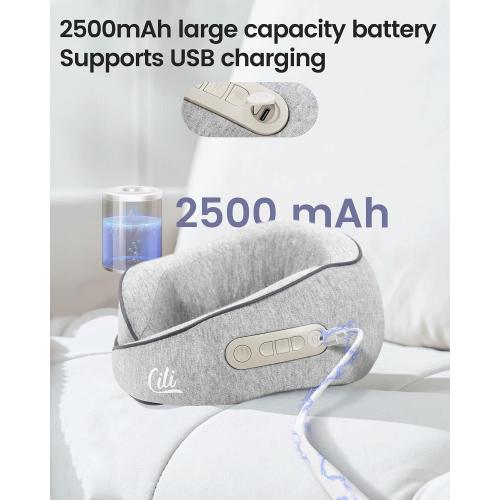 CILI Cordless Neck Massager Pillow with Heat, Shiatsu Neck Massager for Pain Relief Deep Tissue,Heated Massage Pillow for Travel,3 Adjustable Intensity, Gifts for Women Men