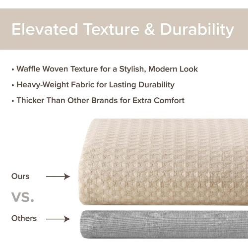 Madison Park Arbor Waffle Extra Long Shower Curtain, 72 x 84, Beige Solid