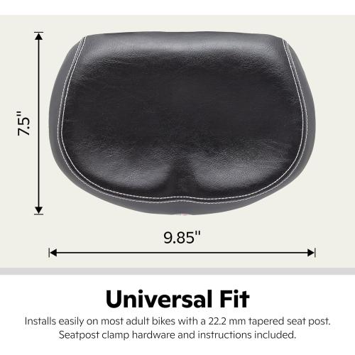 Schwinn Comfort Bike Seat, Quilted or Foam Padded Bike Saddle, Various Styles, Weather-Resistant Cover, Easily Attaches to Most Standard Seatposts