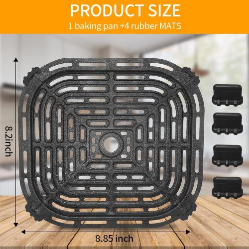Air Fryer Grill Pan for Chefman 6QT Paris Hilton 6 Quart 8 in 1 Air Fryer, 8.85×8.2'' Food Grade Nonstick Replacement Rack Parts Tray Grill Crisper Plate for Paris Hilton Air Fryer, Dishwasher Safe