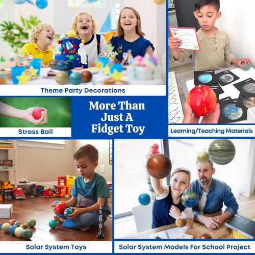 Space Balls Flashcards & Wall Stickers, Planet Toys For Kid 8-10, Outer Space Toys For Kids 3-5, Planets for Kids Solar System Toy 5-7, Solar System Model, Toddler Planet Gifts, Astronomy Decor, Earth