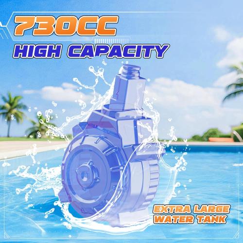 2 Pack Large Electric Water Guns for Adults & Kids, Automatic Squirt Guns | 730CC High Capacity Water Gun with LED Light, 26-33FT Long Range & Battery Powered for Summer Outdoor Beach Pool Toy Gift