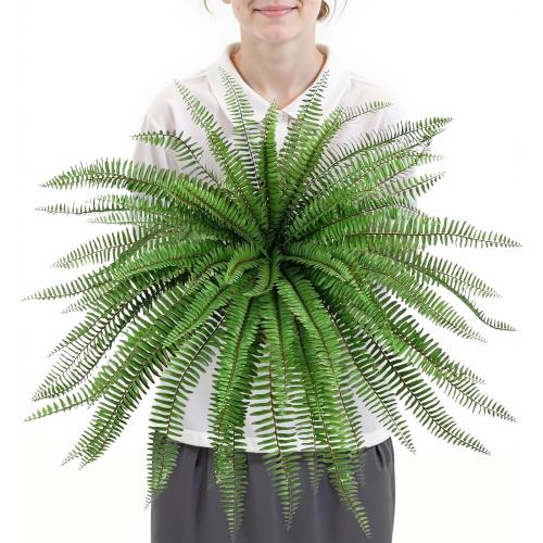 Velener 36 Inch Artificial Boston Fern Large Hanging Plant, Fake Fern Plants Bush Indoor for Home Decor, Faux Plants Outdoor, Garden, Office, Garden Decoration(Green)