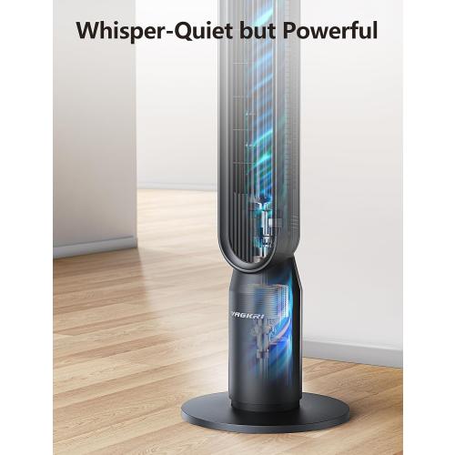 VAGKRI Tower Fan for Bedroom, 42 Inch Quiet Floor Fan with 135° Vertical 90°Oscillation Fans for Indoors, 4 Modes, 4 Speeds, 15H Timers Standing Bladeless Fans with Remote Black