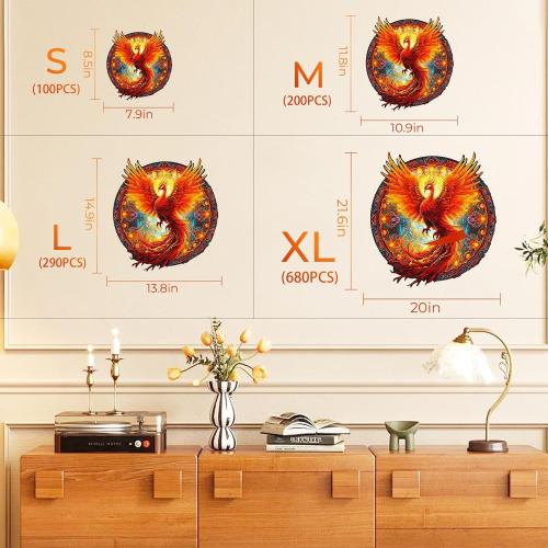 KAAYEE Wooden Jigsaw Puzzles-Wooden Puzzle Adult Unique Shape Advanced Phoenix Wooden Jigsaw Puzzle for Adult, Fathers Mothers Day Gifts14.9 * 13.8in 290pcs,Chritmas Gift