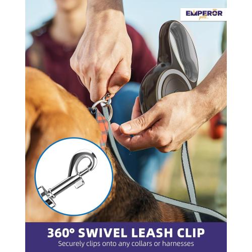 Emperor Pets 26 ft Retractable Dog Leash - Heavy Duty Retractable Pet Leash with Anti-Slip Grip - Reflective Dog Leash Tape for Medium to Large Dogs up to 100 lbs -GY26