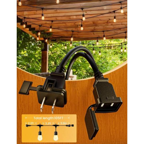 Svater Outdoor String Lights Led 105FT, Commercial Grade Patio Light with 1W Dimmable S14 Shatterproof Bulbs, ETL Listed Heavy-Duty Outside Waterproof Cafe Bistro Market Lighting Warm White