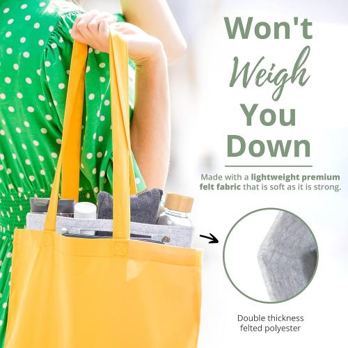 11 inch Soft Grey Felt Tote Organizer Insert for Purses, Backpacks, and Tall Totes