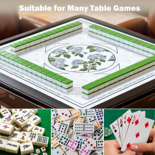 Blue Hydrangea Floral Mahjong Mat 31.5 x 31.5 in, Grandmillennial Flower Cottagecore Anti-Slip Noise-Reducing Mahjong Mat for Table Board, Games Tile Games, Poker and Cards