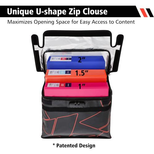 Fireproof and Waterproof Document Bag with Lock and Interior Zipper Pouch. U.S Patented Fully Enclosed Bag Design. Fire Safe Storage for Important Documents, Files & Valuables, 16x12.6x6.5
