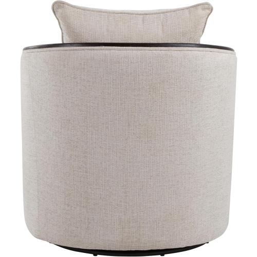 LumiSource Gemma Upholstered Contemporary Swivel Accent Chair in Espresso Wood and Fabric, Living Room Upholstered Accent Swivel Chair (Sand)