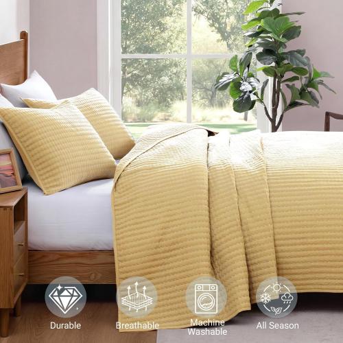 WRENSONGE Twin Quilt-Lightweight Bedspreads Yellow Twin Quilt Bedding Set