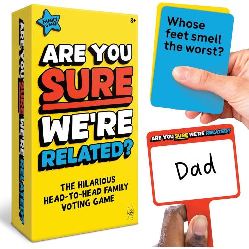 Lucky Egg are You Sure We’re Related? – Hilarious Family Games for Kids and Adults | Board Game with 200 Cards, Paddles & Spinner | Party Games for Family Game Night for 8  | 2–8 Players
