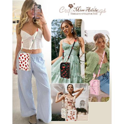 Cute Small Crossbody Purse Cell Phone Bags for Women - Leather Cellphone Wallet Purse with Shoulder Strap