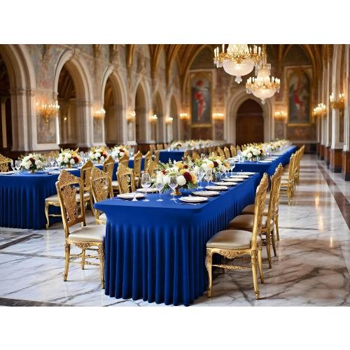 fani 2 Packs Royal Blue Stretch Table Skirts for 6 Foot Table | Spandex, Washable, Rectangle Tablecloths with Skirt, Wrinkle Resistant Fitted Tablecover, Wedding, Party, Banquet