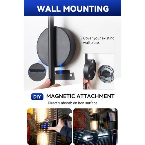 Battery Operated Wall Sconces Set of Two Rechargeable Wireless Wall Light with Remote Control Black 360° Rotate Magnetic Dimmable Cordless Wall Lamp for Living Room Bedroom Hallway 19.7 Inch