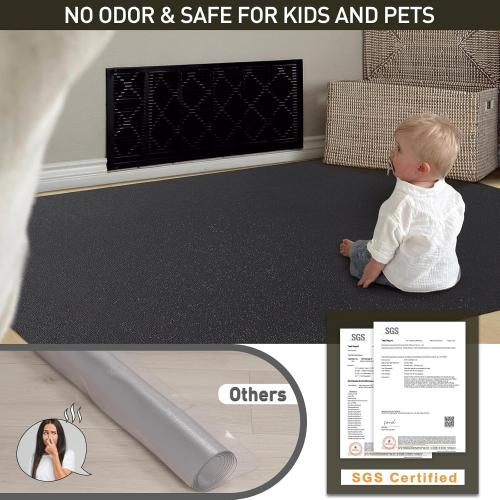 Size XL Color Black Zpai Area Floor Mat for Home Large Black No Slip Waterproof Vinyl Area Rug for Under Dining Room Table, Spill Resistant Hard Floor Protector Cover, Easy Clean Splat Mat for Under High Chair
