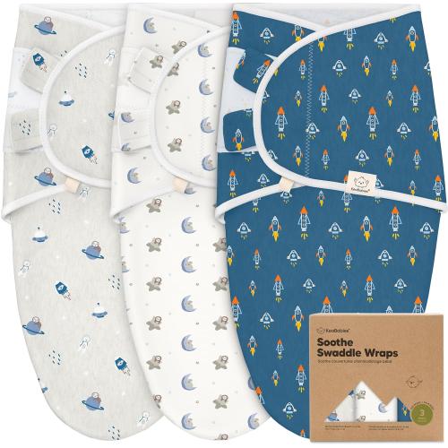 3-Pack Organic Baby Swaddle Sleep Sacks - Swaddles for Newborns, Infant 0-3 Months, Baby Girls, Boys, Soft & Snug Newborn Sleep Sack, Nursery Swaddling Blankets (Cosmo)