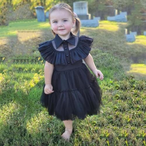 Toddler Baby Girls Black Dress Kids Black Party Costume 1-2 Years