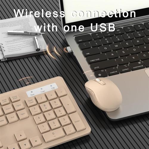 Black Wireless Keyboard and Mouse Combo, Full-Size 104-Key Office Keyboard with 15 Function Keys, Numeric Keypad, Single USB Receiver, Compatible with PC and Laptop, (black)