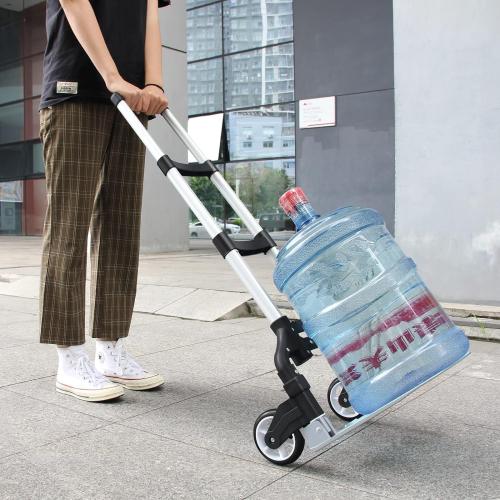 Folding Hand Truck Aluminum Portable Folding Hand Cart 180lbs Capacity Hand Cart and Dolly Ideal for Home, Auto, Office,Travel Use,Black
