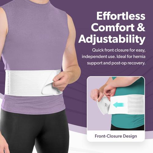 BraceAbility Umbilical Hernia Belt - Abdominal Binder Truss with Compression Pad for Belly Button, Navel, Ventral, Epigastric, Hiatal Hernia Relief, Support Brace for Men or Women (S/M 5 White)