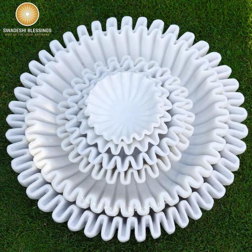 HandCrafted Marble Ruffle Bowl/Antique Scallop Bowl/Fruit Bowl/Vintage Ring Dish/Decorative Flower Dish/HouseWarming Gift/Wedding Gifts/Urli