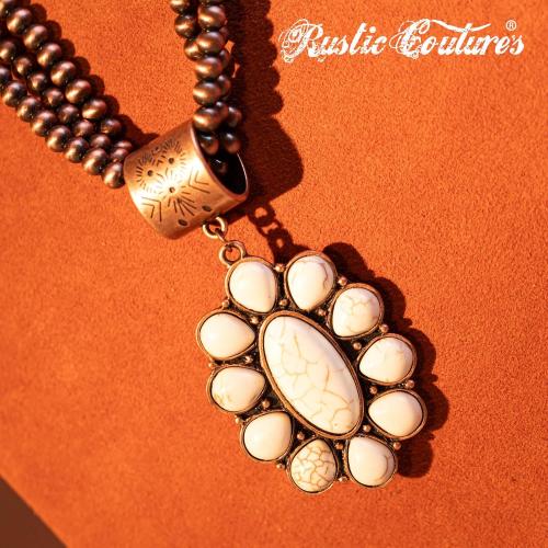 Montana West Turquoise Necklace & Dangle Earring Jewelry Set for Women | vintage oxidized silver craft,Iconic cowgirl jewelry set for country concerts,ranch styling& daily wear,with branded gift box