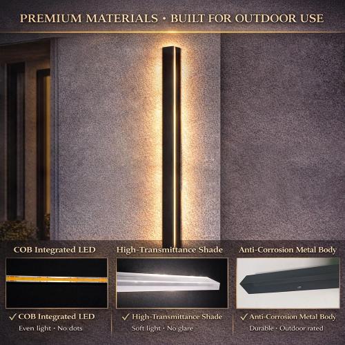 Modern Outdoor Wall Lights 79 Inch, 3000K Linear Exterior Wall Light Wall Mount, IP65 Waterproof Long Porch Wall Sconce Light for Front Door, Garage (Black)