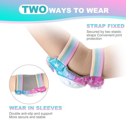 SULIFEEL Rainbow Unicorn Knee Pads for Kids Knee Elbow Pads Wrist Guards with Drawstring Bag Adjustable Protective Gear Set for Girls Boys Roller Skating Bike Scooter Gradient Colors Small