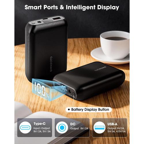 WASOTO Heated Vest Jacket Battery Pack 16000mAh 9V Output with LED Display, Rechargeable Power Bank with DC/Type-C/USB Supports PD3.0/PD2.0