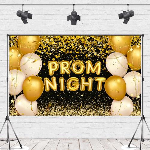 Black and Gold Prom Photo Backdrop Graduation Decoration for Home