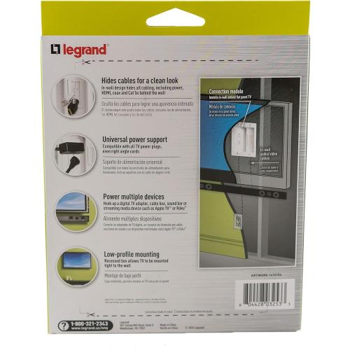 Legrand – OnQ in-Wall Cable Management Kit for Power & Low Voltage Cords – Hides TV or Display Cables Retrofit Behind The Wall – UL Listed TV Cord Hider w/DIY Install & Included Hardware – HT2102WHV1