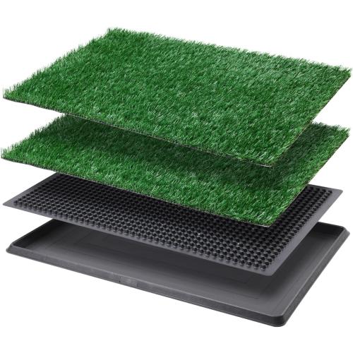 LOOBANI Dog Grass Pad with Tray - Dog Litter Box - Indoor Potty for Apartment and Patio Training - with 2 Packs Grass Pee Pads for Replacement, 20×30 Inch