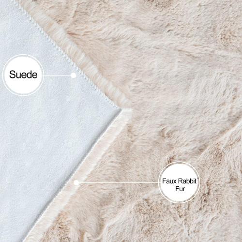 Light Brown Beige Fluffy Faux Rabbit Shag Fur Rugs for Bedroom Small Fuzzy Washable Runners Rugs for Living Room 2x6 Rug Runner Nursery